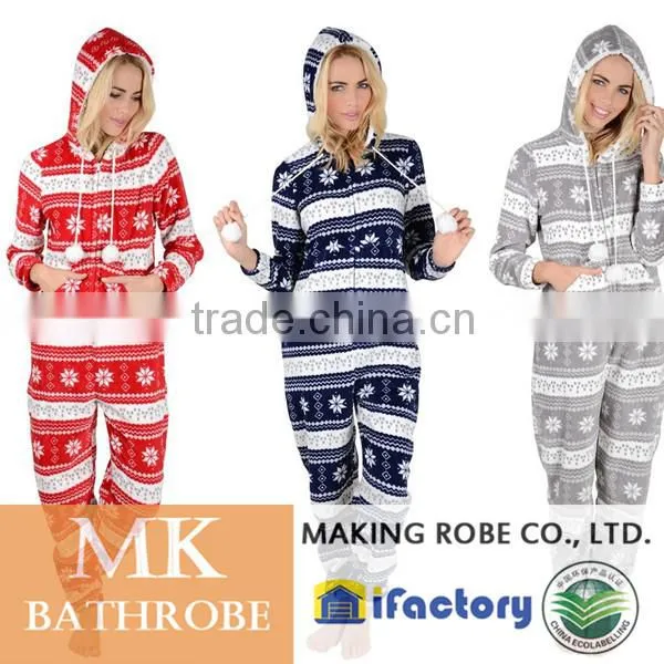 Adult Winter Fleece Footed Onesie Jumpsuit Pajama