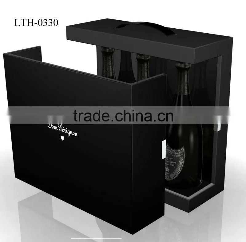 Black Matt finish handmade wooden wine packing box supplier