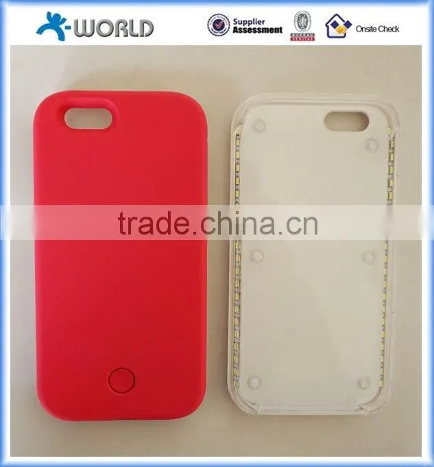 high protective phone case with led light & buit-in battery light selfie phone case