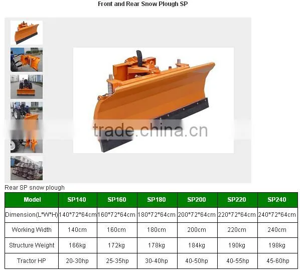 3 point hydraulic pto tractor attachment snow removal snow plow with ce