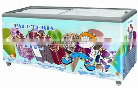 Sliding Glass Door Ice Cream Display Chest Freezer