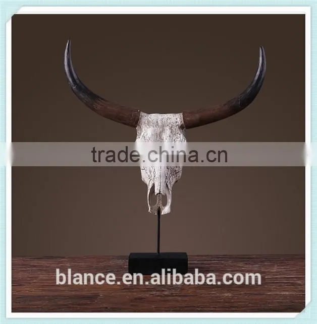resin cow head statue cow head figurine for home decoration
