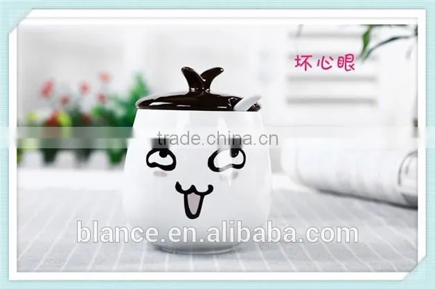 emoji ceramic spice jars in new decorative design kitchen ware