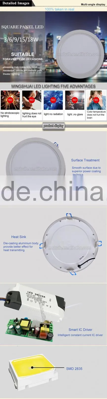 led panel lighting 85*85 round pane led 3w 85-265w 2 years warranty