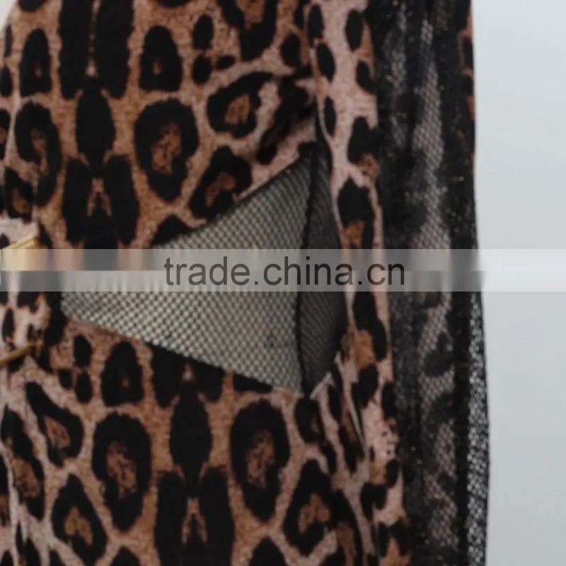 NEW ARRIVAL Sexy leopard bodycon dress 2016 deep V neck net dress custom dress supplier