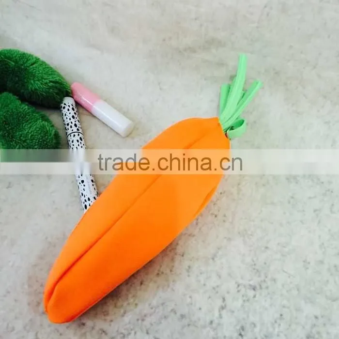 school supply creative carrot design pen bag 3D pencil bag for kids