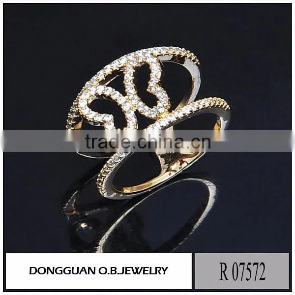 New designs clear zircon ring silver material pave setting luck jewelry