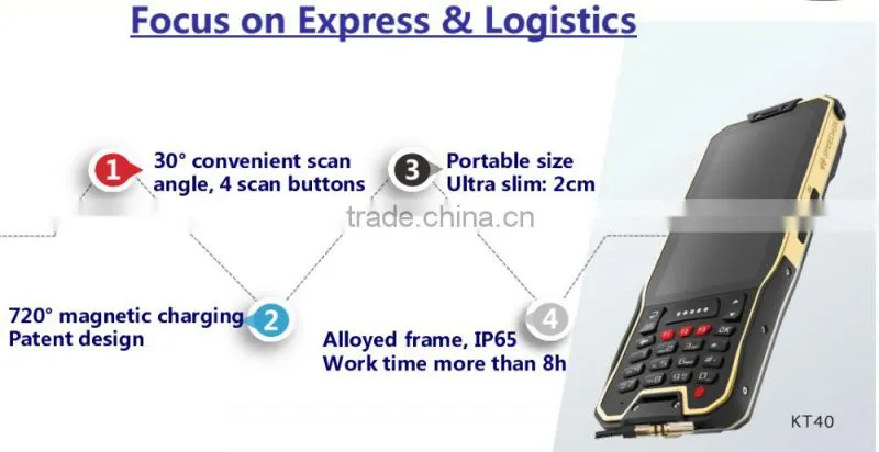 Wireless handheld 2D barcode scanner Android online PDA with Magnetic Absorption Charging