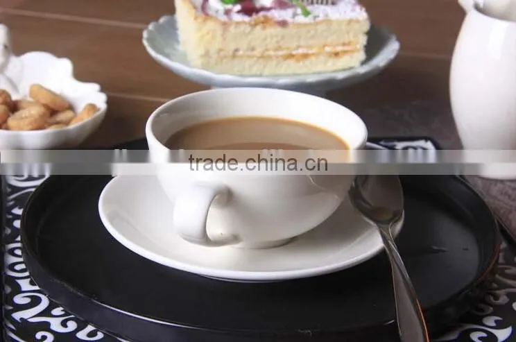 China wholesale bulk ceramic tea cup and saucer set modern cafe porcelain cappuccino coffee cup and saucer set with custom logo