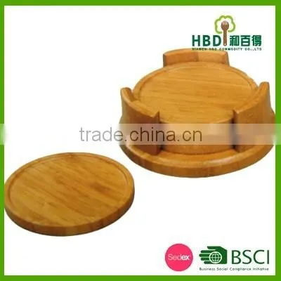 Hot selling 7PCS set Customized Round wood carved coasters