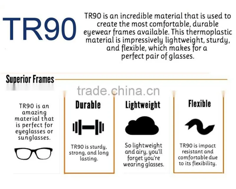 2016 Fashionable TR90 Frame Rounded Shape with Metal Temples b Memory Glasses