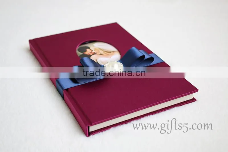 Excellent Silk Covor Wedding Guest Book with photo frame