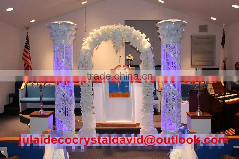 White acrylic Crystal bead Mandaps with LED draping Wedding Stage Designs