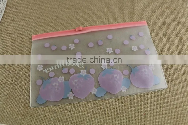 Cute logo pen bag PVC material with zipper for kids