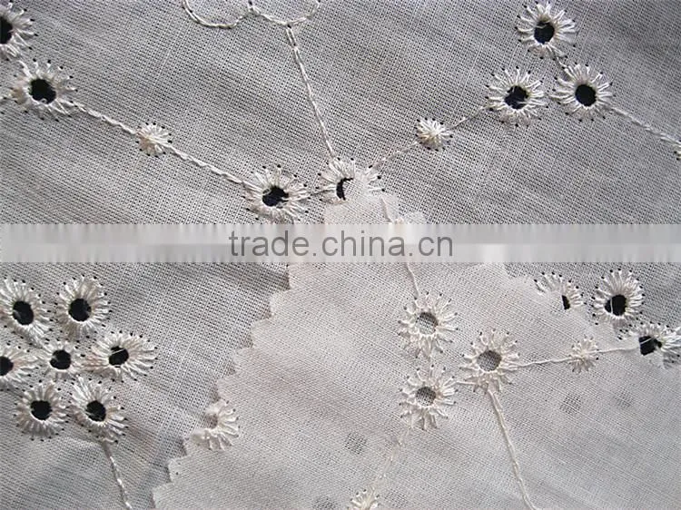 shaoxing textile Hot sale 100% cotton lace fabric embroidery design