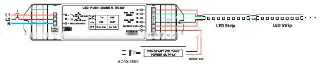 4 channels rgbw strip led RGBW controller wireless 5-24V with push dimming