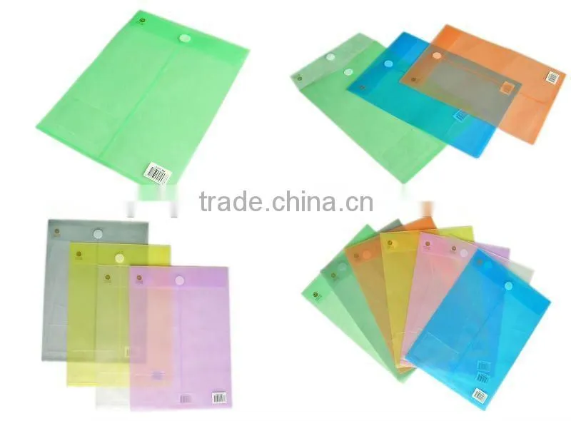 office soft plastic file pocket button PVC file folder