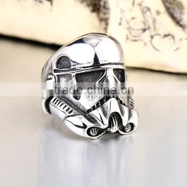 2016 mens vintage punk skull head 316L stainless steel rings