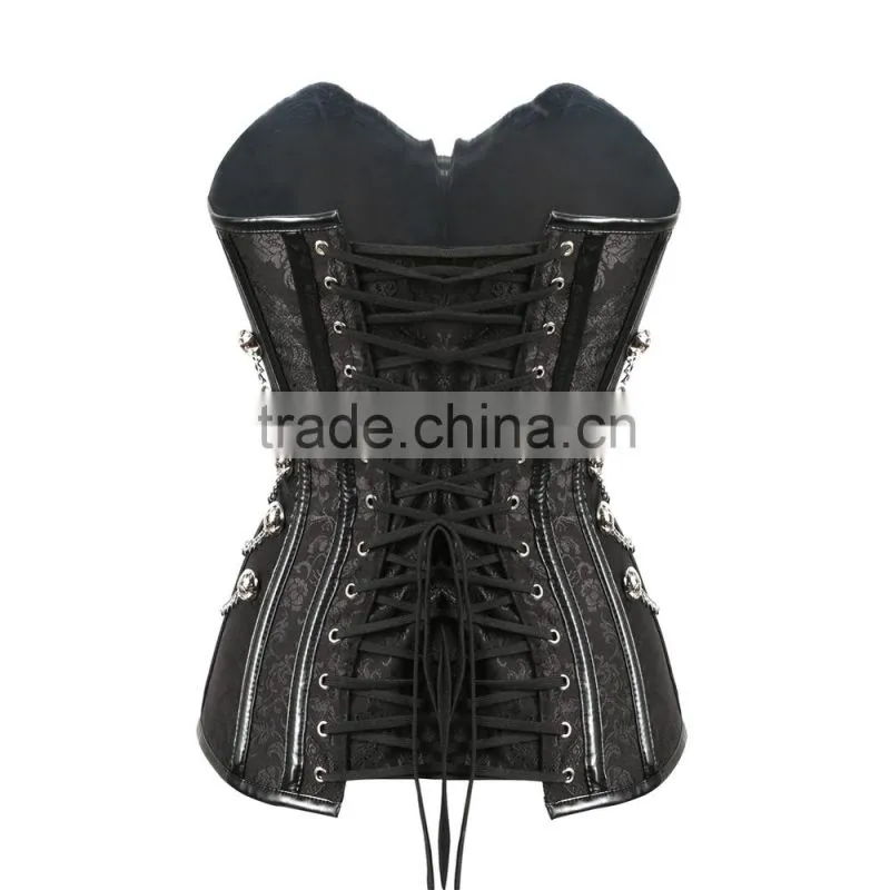 waist slimming steel bone corset in black