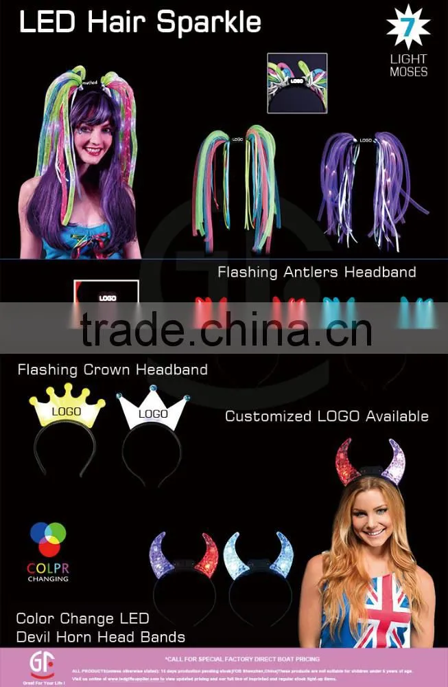 Wedding Decoration Colorful Free Samle Led Hair Fiber Braid With Top Quality