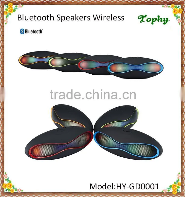 2015 New Hot Bluetooth Speakers Football Rugby With LED Light Wireless Stereo Subwoofer Built-in Microphone Outdoor Speaker