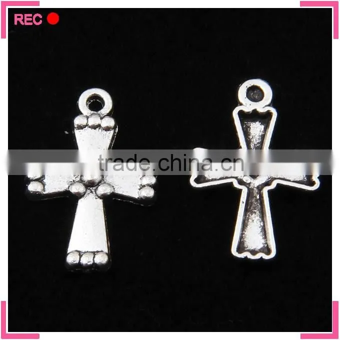 Zinc alloy charms for jewelry making, cross shaped cheap charms