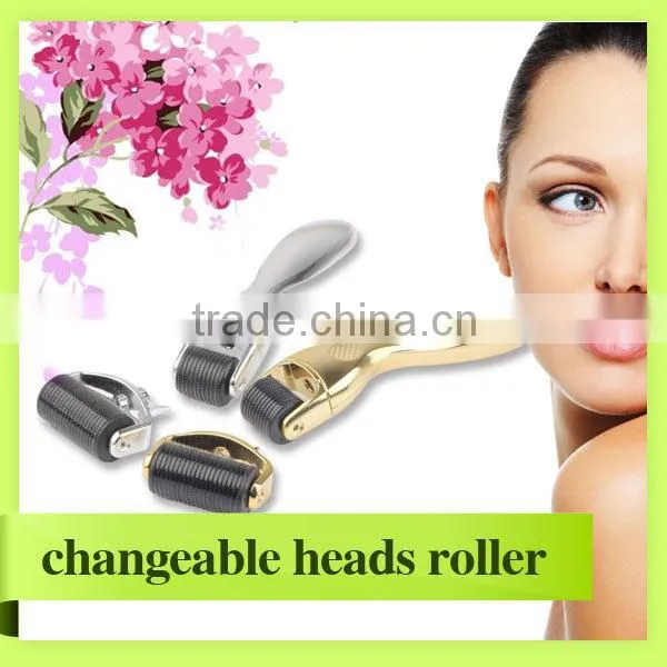 changeable heads 600 pins stainless microneedling dermaroller acne scar removal DRS metal derma roller L013
