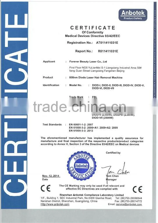 High power 808nm diode laser hair removal treatment
