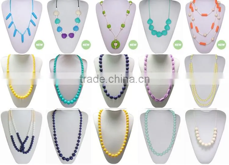 Food grade silicone beads baby teething necklace for toddler
