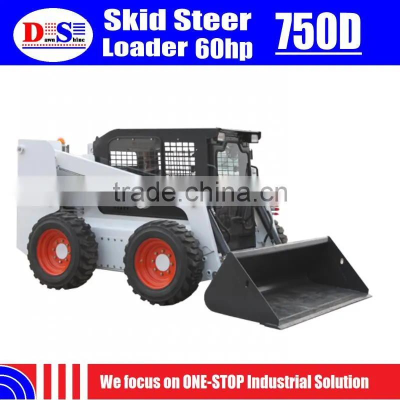 Diesel Engine 0.44m3 Bucket Mini Loader Skid Steer WECAN 750D Skid Steer Tires 12x16.5