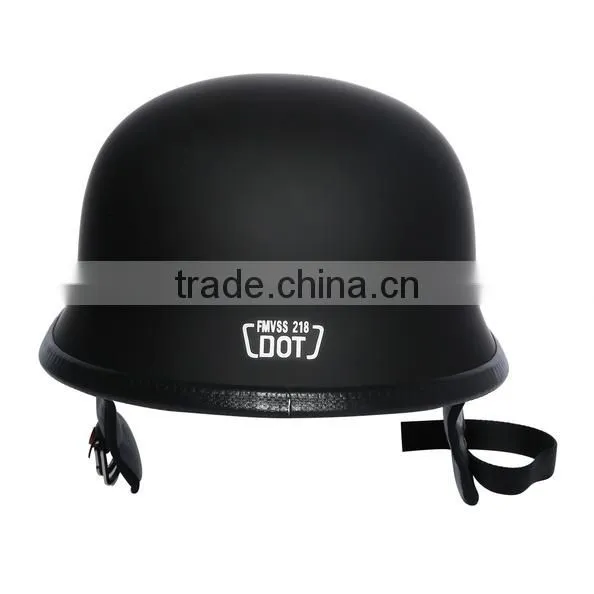 Motorcycle Biker WWII Style DOT Black Leather German Motorcycle HALF Helmet w/Pilot Goggles