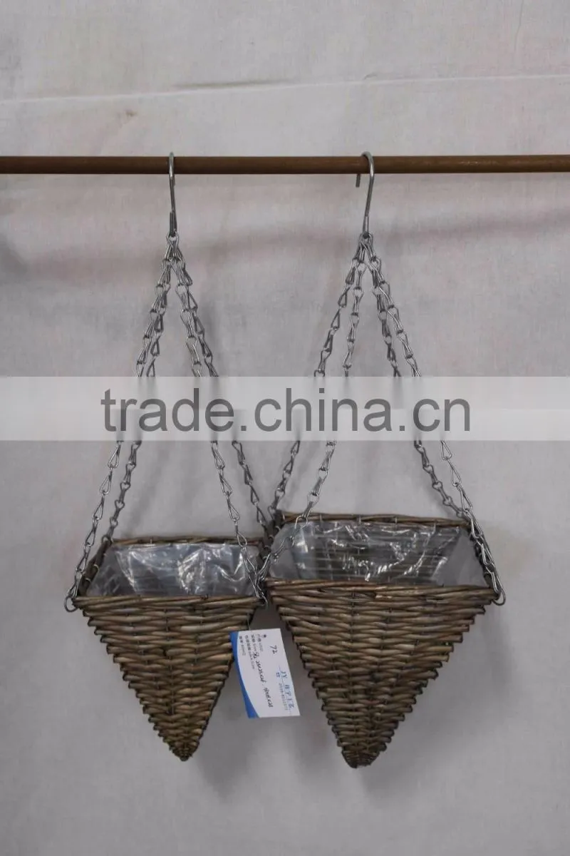 factory supplier antique wicker hanging plant basket hanging flower plant pots
