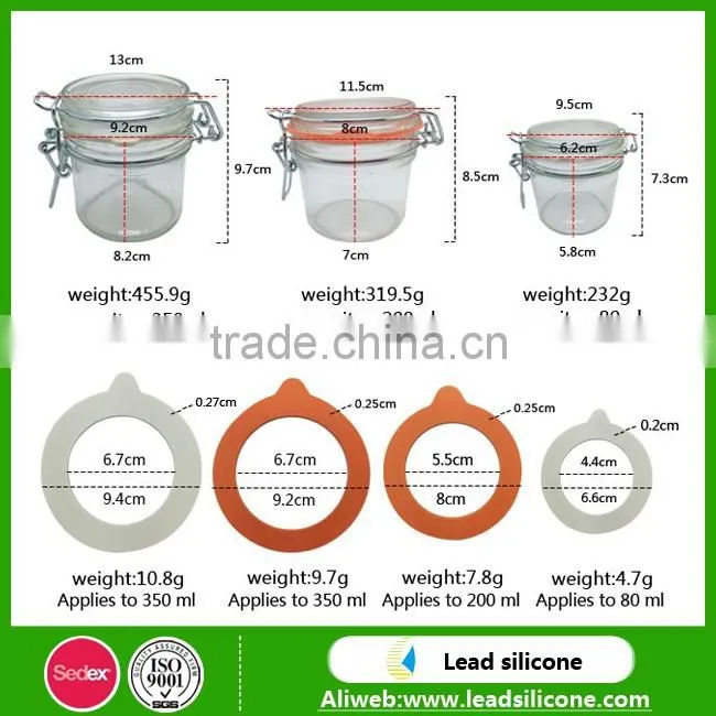 High quality glass storage jar sealed cans with silicone seal rign