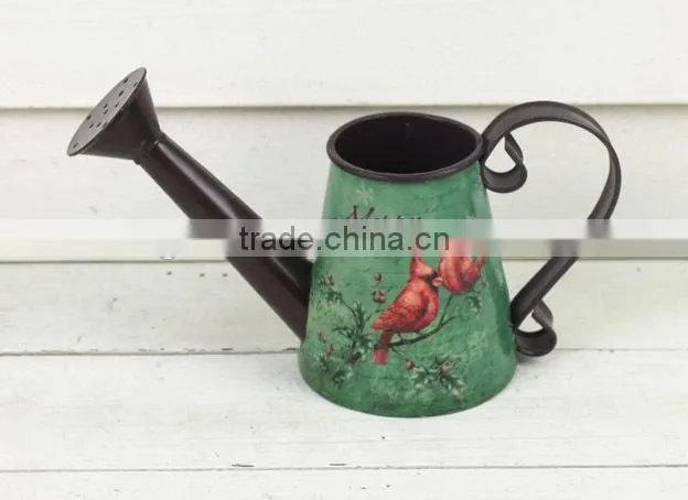2015 new design christmas decoration paper decal bird watering can can wholesale