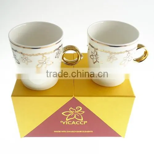 Alibaba Express Ceramic Vicacci Flower Ring Mug Made With Swarovski ElementsV2008A-093NBC-CC (WS1059-130807)