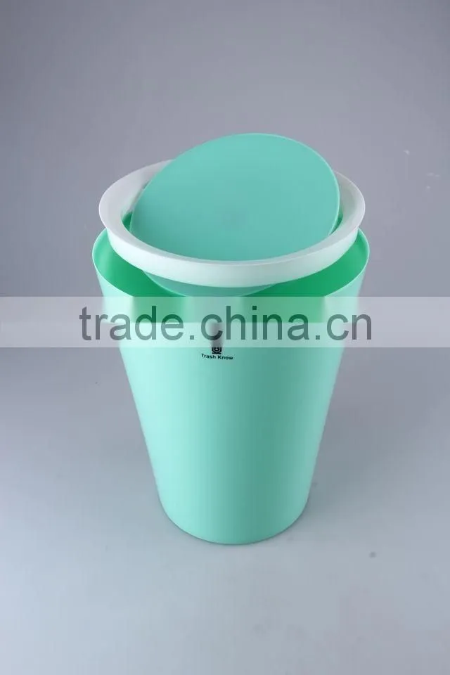 Swivelling Cover Plastic Trash Can Household Garbage Can/Rubbish Bin