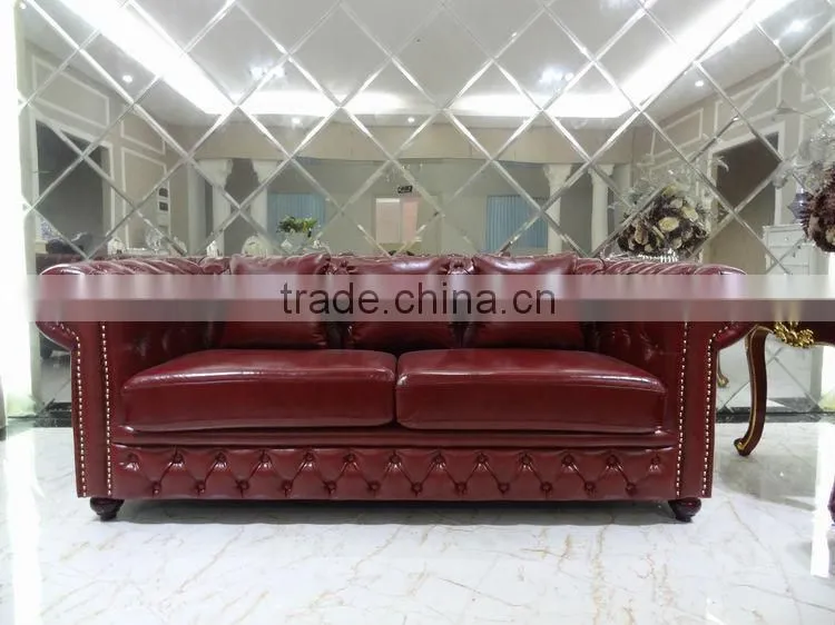 ND2603 popular UK chesterfield cheap leather studded Crystal button tuft antique living room fancy sofa home furniture set