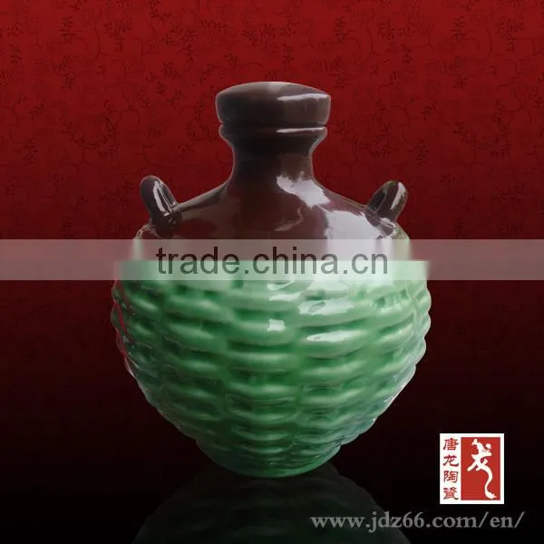 Exquisite hand painted ceramic wine jar with high collection value