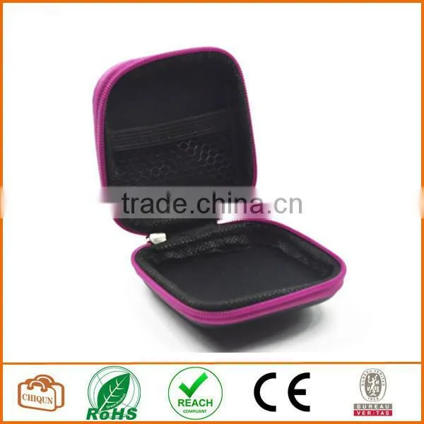 Square Shaped Carrying Hard Case Storage Bag for MP3/MP4 Bluetooth Earphone Earbuds with Mesh Pocket, Zipper Enclosure