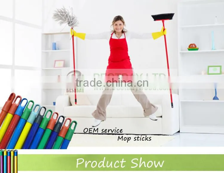 PVC coated wooden broom handle with thread Wooden broom stick / wood handle /
