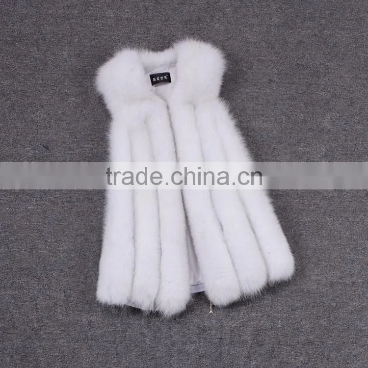 New 2016 Arrival Winter Warm Fashion Women Import Coat Fur Vest High-Grade Faux Fur Coat Fox Fur Long Vest