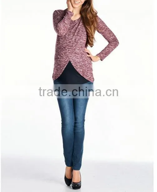 Long sleeve maternity clothes and nursing breastfeeding tops