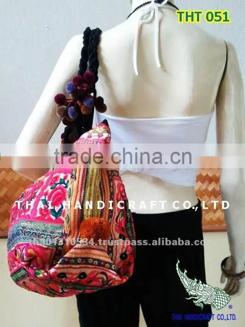 Thai Embroidered HMONG Hill Tribe Tote Hand Bag