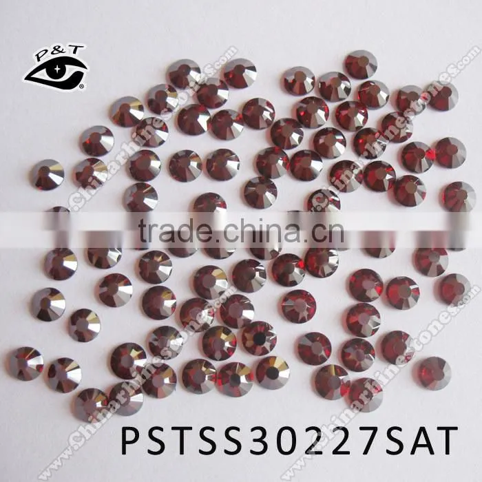 Hot fix Machine cut rhinestone Panstone crystal SS30 Lt siam satin color for dress shoes