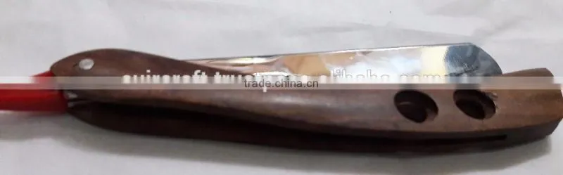 CUT THROAT SHAVETTE STRAIGHT SHAVING RAZOR WOODEN HANDLE