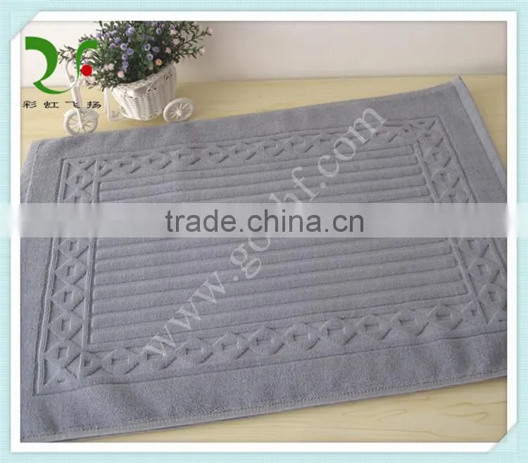 100% cotton custom logo bath mat, bathroom floor towel