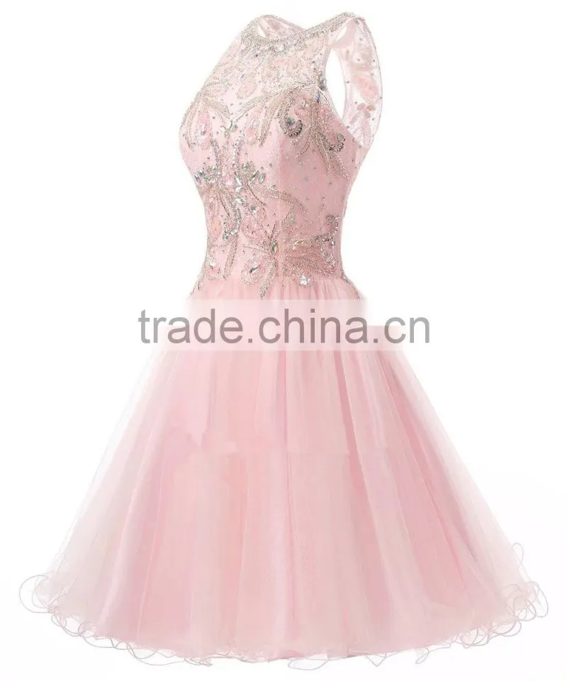 New Style Custom Made Elegant A-line Scalloped backle Lace short evening dress prom dresses ED644