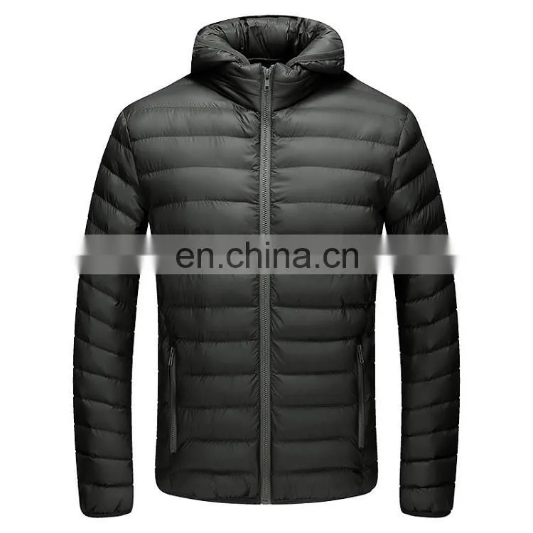 Men winter light down jacket padding coats with removable hood
