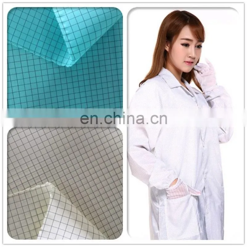 China manufacturer esd clothing fabric cleanroom antistatic polyester fabric