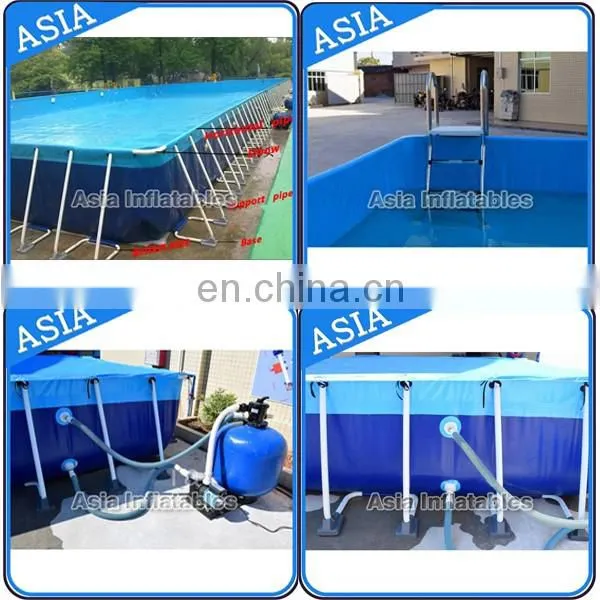 Steel frame swimming pool /water park with water slide for rental